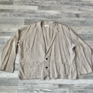 Flax mens linen blazer natural color 2-button pockets loose fit size medium C38
